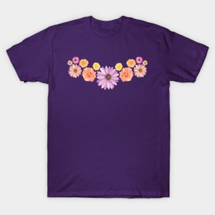 Spring Bouquet Flowers Purple Daisies and Antique Roses (Apparel Version) T-Shirt